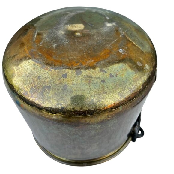 Brass Bucket Pot Planter Handmade Cast Iron Handle - Picture 9 of 13